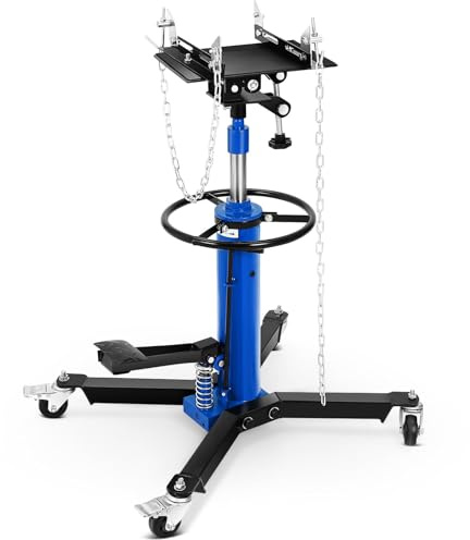 1322lbs Capacity Transmission Jack High Lift, Hydraulic Jack for Car 2-Stage Telescopic, 35-72 Adjustable Height, Foot Pedal & 360° Swivel Wheels