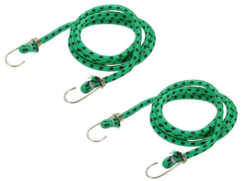 PATIKIL 1.5 m x 10 mm Marine Grade Bungee Cord with Hooks, 2Pcs Rubber Heavy Duty Outdoor Elastic Straps Kayak Stretch String Rope for Securing Luggage Moving Cargo, Green