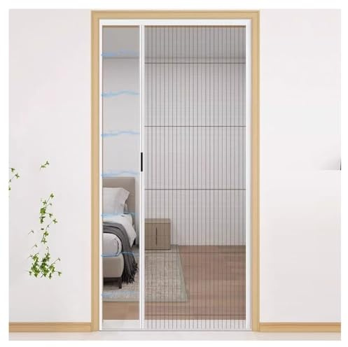 Sxlawesom Porta Scorrevole Senza Fori, Porta a zanzariera a Scomparsa, Telaio in Alluminio Senza giunzioni, Binari a Basso Profilo, Dimensioni Personalizzabili(White Left,1860x2030mm)