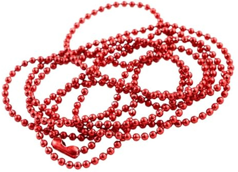 WJIAYAO Catenella in Metallo da Appendere 5 Pezzi 1.5/2.0/2.4mm 70cm 10 Colori Perline Sfera Collana a Catena connettore for Pendenti Base e Vassoio Chain per Creare Portachiavi Collane(Red,2.0 mm)