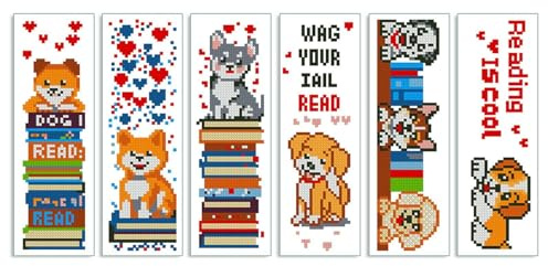 Broderat hundbokmärke, Mimoqk 6- dekorativt sidmarkerings-kit, kompakt studiestödverktyg, återanvändbart lästillbehör, bärbart hantverksset, för vuxna barn kvinnor män lärare skoljournal bok