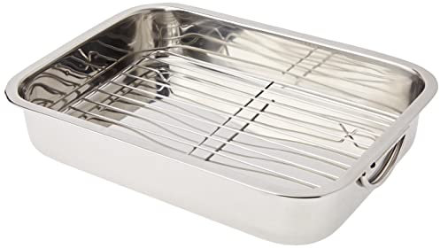 GSW 809351 Sartén Cuadrada con Inserto 809252 Acero Sartén Cuadrada con Vaso (35 cm, Acero Inoxidable, Plata, 36,6 x 27,5 x 6,4 cm, 2 Unidades