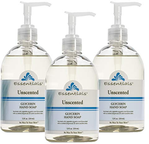 Essentials Glycerin Liquid Hand Soap, Unscented, 12-Fluid Ounce, Pack of 3