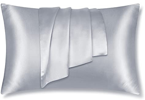 LULUSILK Seide Kissenbezug 40x60cm Silbergrau, Haar- & Hautpflege, 1 Stück | 100% echte Maulbeerseide, verdeckter Reißverschluss. Atmungsaktiv, sommerkühlend. Geschenkverpackung.