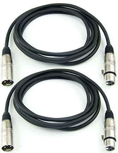 Adam Hall Cables 2 Stück K3MMF0300 Mikrofonkabel XLR female auf XLR male DMX Audio Kabel 3 pol polig (3,0 m, Schwarz, 2)