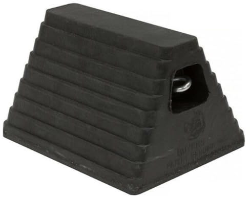 Buyers Products WC6810L Heavy Duty Rubber Wheel Chock with Recessed Eyebolt, 10x8x6 Inch, Reinforced Tire Chock for Cars, Trailers, RVs, Oil Resistant, Durable Tire Stopper, Ideal for Shipping Docks