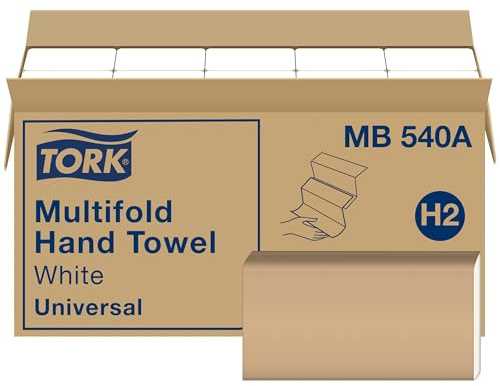 Tork Multifold Hand Towel White H2, Universal, 100% Recycled Fibers, 16 x 250 Towels, MB540A