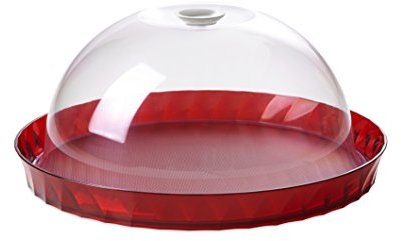 Omada Design Porta dolci da 36 cm, piatto per torta con campana da 16,5cm, in plastica infrangibile, Made in Italy, Linea Diamond, Rosso Rubino