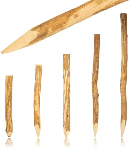 BOOGARDI - Valla de postes de avellano, muchos tamaños, para cercas de estacas, construcción, castaño, beige