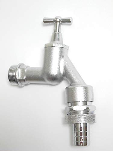 Auslaufventil DN 20 (3/4) mit Schlauchverschraubung, Rohrbelüfter und Rückflussverhinderer - matt verchromt