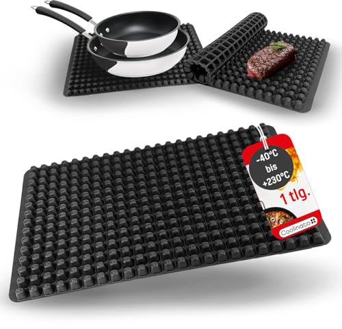 Coolinato - Silikon Backmatte XXL mit Noppen - Backunterlage aus Platinsilikon mit Rand 40x25x0,7cm für fettarmes Backen - Wiederverwendbares Backpapier backofenfest bis 230°C & antihaftbeständig