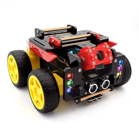 Adeept 4WD Smart Robot Kit, AWR Robotic Car Compatible with Raspberry Pi 5/4B/3B/3B+(Board Not Included), OpenCV Target Tracking, Real-Time Video, Python DIY Robotics with PDF Tutorial