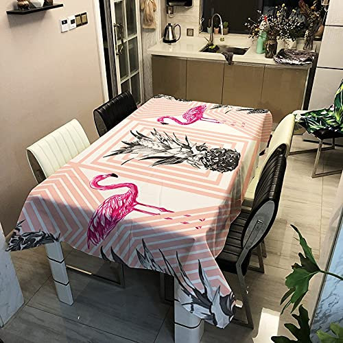 3D Flamingo Mikrofaser-Polyester-Tischdecke, Anti-Falten- und Anti-Fading-Tischdecke, rechteckige Tischdecke für den Innen- und Außenbereich, Anti-Schimmel(mehrfarbig0,140x140cm)