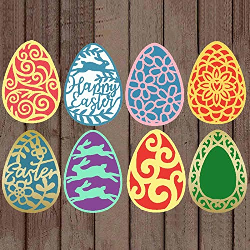 OTCRAFT 8 Stück Osterschablonen Ostereier für Kartenherstellung, Metall-Stanzformen für Bastelarbeiten, Scrapbooking, Papierbasteln, Kunsthandwerk, Metallschablone, Stanzschablonen, Kunstbedarf
