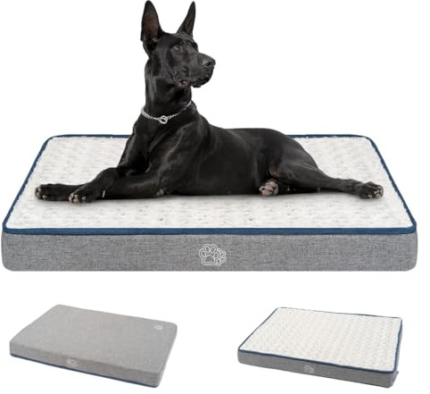 EMPSIGN Vändbar sval och varm hundsäng till hundbur, hundsängar med tvättbart och avtagbart överdrag, sovmattor till hundbur, husdjursmatta för stora, 112x76x7,5 cm, Grå