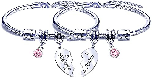 POIUYTRE Regali Natale 2025 Offerte,2 Braccialetti Con Ciondoli,Regali Migliore Amica,Bracciale per Migliore Amica, per Donne e Ragazze, Regalo dell'amicizia,Regalo Amica Compleanno