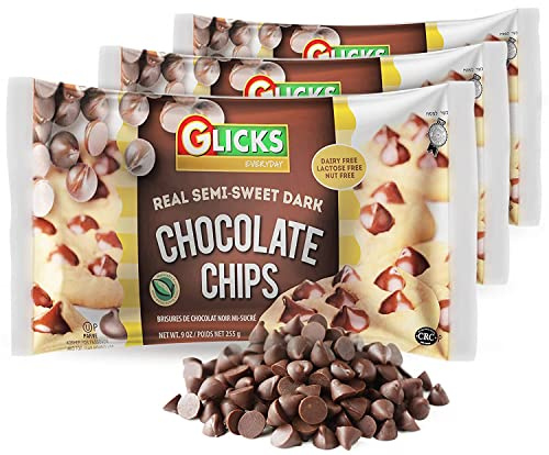 Glicks Real Dairy Free Semi-Sweet Chocolate Chips 255g (Pack of 3) | Vegan, Nut Free, Gluten Free, Lactose Free, Kosher for Passover