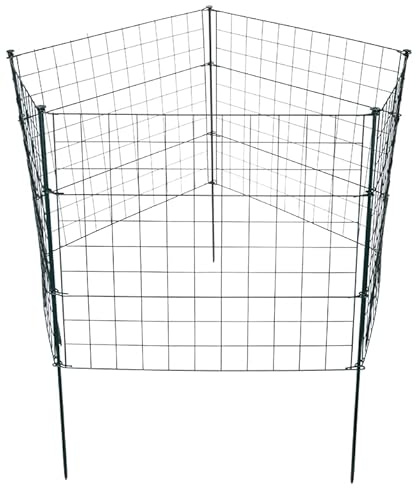 Garmix Teichzaun-Set 11-teilig 71x53cm/71x71cm/71x79cm 6x6cm Schwarz oder Grün … (Gerade 71x71cm, Grün)