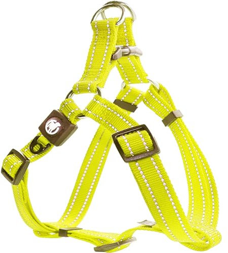 DDOXX Reflektierendes Nylon Step-In Hundegeschirr - Verstellbare Brustgeschirr Welpengeschirr für alle Größen, Hundesicherheitsgeschirr - XXS, Gelb, halti für Hunde