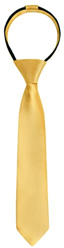 Alizeal Corbata ajustada con cremallera de 6 cm para niños, color liso, 067-dorado, Talla única