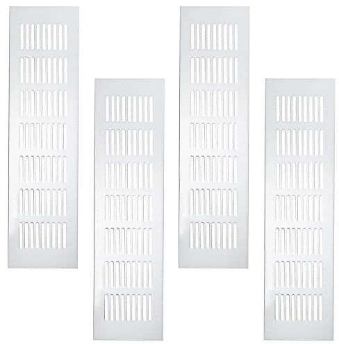 4 Pezzi Griglie Aerazione Rettangolari, Bianco/Lega Di Alluminio Fessure Di Ventilazione E Griglia 80 X 300 Mm Coperchio Di Ventilazione Per Armadio, Guardaroba, Ventilazione