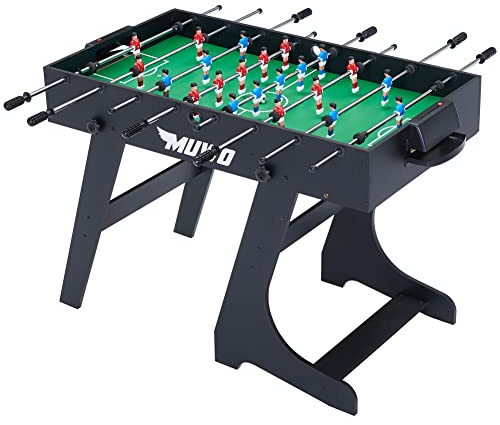MUWO Mondial vikbar fotboll bordsparckare 3 bollar ingår. Fällbart inomhus kickerbord, kompakt och lätt att förvara. Bordsfotboll för vuxna och barn, i 2 färger, 14 kg (svart)