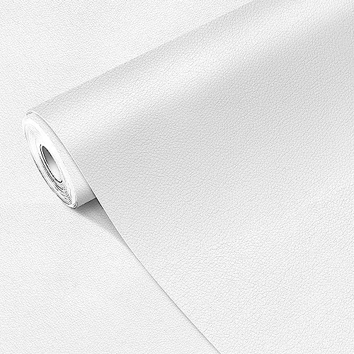 MICTER Cuero Adhesivo, 40x300cm Cuero Adhesivo para Tapizar, Polipiel Adhesiva Piel para Tapizar para Muebles, Sofá, Asiento de Coche, Silla de oficina, Reparación y Renovación (Blanco Cálido)