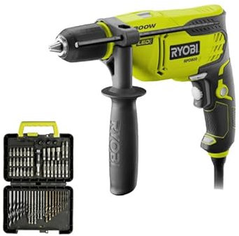 Pack RYOBI - Perceuse à percussion - RPD800-K - 800W - Coffret RAK60DDF 60 accessoires - perçage et vissage