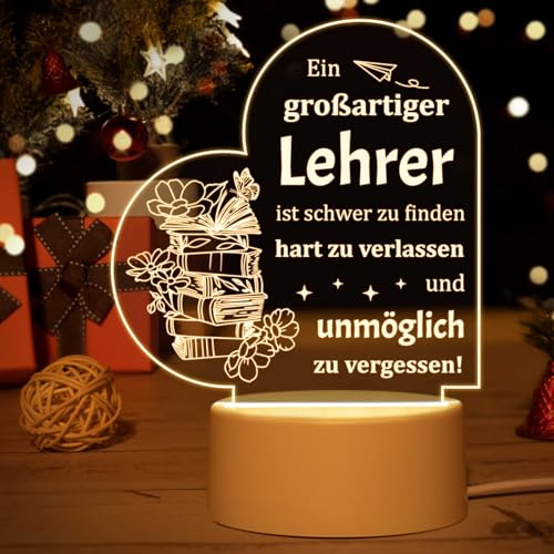 Vetbuosa Geschenk Lehrer - Acryl Nachtlicht, Abschiedsgeschenk Lehrer Geschenk, Abschiedsgeschenk für Lehrerin, Lehrerin Geschenke