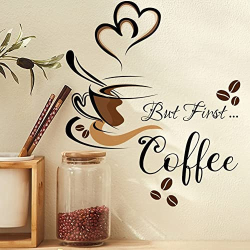 Ericetion Kaffeetasse Wandtattoos Vinyl Küchen Wanddekoraufkleber Kaffee Tee Schild Wandkunst Aufkleber Abnehmbares DIY Kaffeedekorationen Für Home Café Shop Kaffeestation Bar