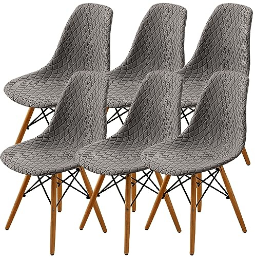 SHENGYIJING Esszimmerstühle Abdeckungen 2/4/6 Stück,Stil Shell Esszimmerstuhl Mid Century Modern Stuhl Sipcover,Gepolsterte Dining Accent Side Stuhlhussen (Taupe,6 Pieces)