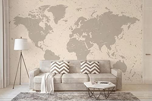 Papel Pintado 3D Minimalista Retro Beige Mapa Del Mundo Fotomurales 3D Tv Fondo Pared Dormitorio Murales Papel Tapiz Moderno