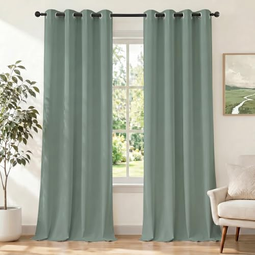 Ystyle Cortinas Salon Dormitorio 2 Piezas, 140×175cm, Verde Matcha