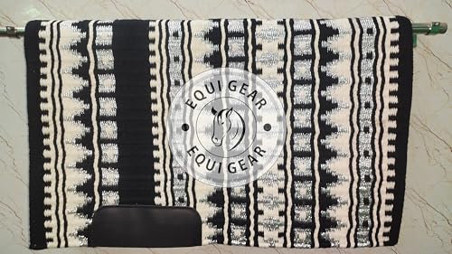 EQUIGEAR Western Show Horse Satteldecke aus neuseeländischer Wolle, Western-Design, handgefertigte Satteldecke, Wollpolster, Sensor Flex (Anpassung möglich), WI15 (34x36)