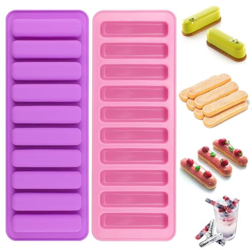 2 Pezzi Stampo in Silicone per Barrette Cereali, Stampi Rettangolare Silicone con 10 Cavità, Stampo Barrette Energetiche, Stampi da Forno a Barretta per Cioccolato, Biscotti, Cubetti Ghiaccio, Torta