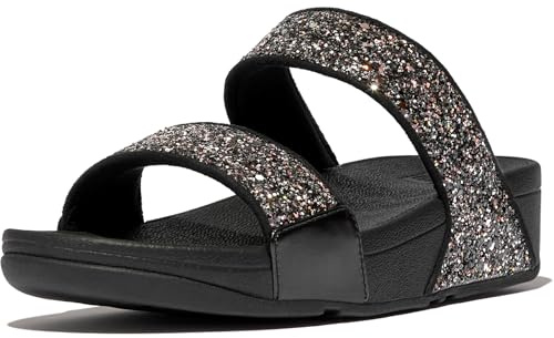 Fitflop Women's Lulu Multi Tonal Glitter SlidesWedge Sandal | Padded Slip-On Sandals w/ Ergonomic Triple-Density Microwobbleboard Midsole