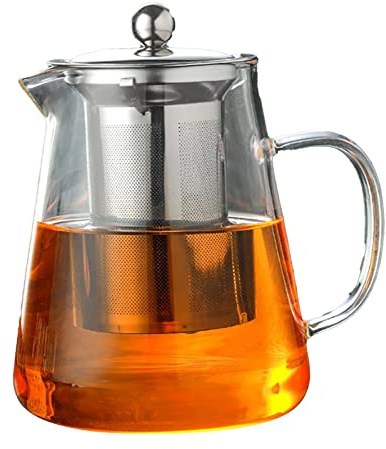 Nikou 1300 Ml Glas-Teekanne, Verdickter, Hitzebeständiger, Klarer, Kaffeekannen Teapot Ergonomischer Griff Für Losen, Blühenden Tee