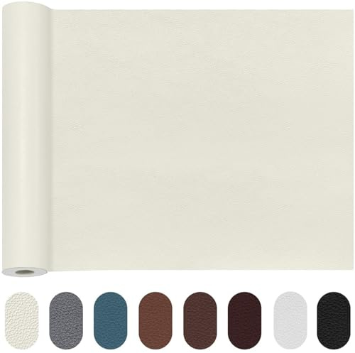 TOJUNE Kunstleder Selbstklebend, Leder Patch Reparaturset 40 X 200 cm | Meterware Selbstklebende Lederflicken für Couch, Autositz Sofa, Jacken, Möbel Reparatur und Renovierung (Beige)
