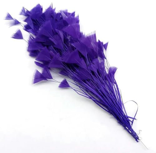 1 bouquet de fleurs en plumes de dinde pour décoration de coiffure de fête à domicile, 25-30 cm/10-12 pouces, plumes violettes, L