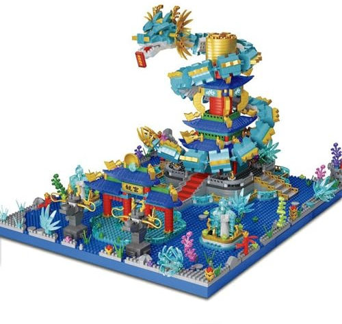 Palais des Dragons Construction Maquette Set, 2731 PCS Mini Blocs Jeu de maquettes, MOC Modulaire Maison Architecture Blocs pour Adolescent et Adultes, Non Compatible avec Marques Grand Public