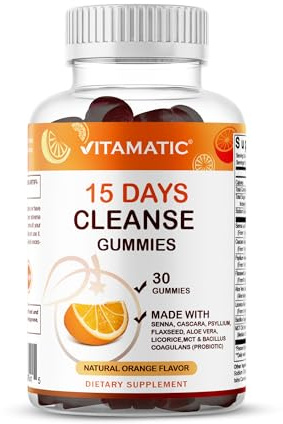 Vitamatic 15 Day Cleanse Gummies, Senna, Cascara, Psyllium, Flaxseed, Aloe Vera, Licorice, MCT, Probiotic