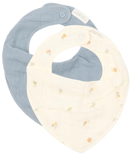 Little Dutch Set de 2 baberos tipo bandana, diseño de pañuelo triangular para bebé y niño pequeño, Forest Treasures & Denim Blue - Forest Friends