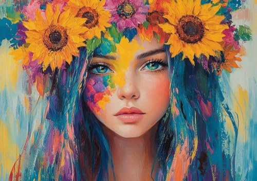 Puzzle 1000 Teile Erwachsene Klassische Puzzle Frau Blume Perfekt Um Die ProblemlöSungsfäHigkeiten Zu Verbessern, FöRdert Konzentration und Geduld, für Erwachsene und Kinder Ab 14 Jahren 75x50 cm G-6