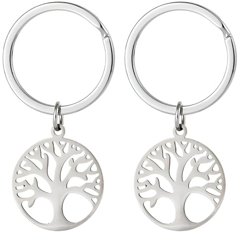 Liitata 2 pezzi albero della vita portachiavi vichingo simbolo norreno portachiavi in acciaio inox albero della vita ciondolo portachiavi per amico famiglia compleanno
