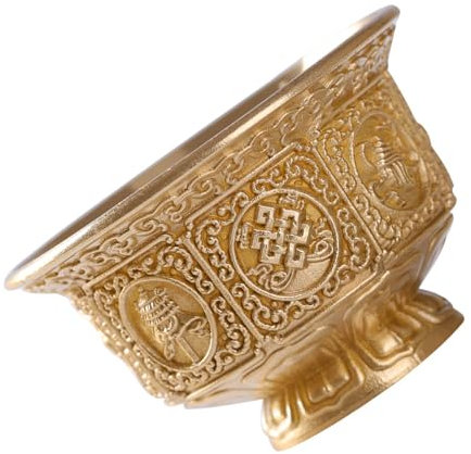 Elegante rame buddista Rituale Offerta Coppa Otto Fortunatamente Simboli Ciotola di approvvigionamento idrico Buddismo Tibetano Artefatto