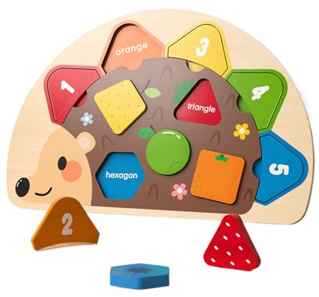 Generisch Formensortierer | Holz Steckspiel Igel Baby Lernspielzeug | Kinder Aktivitätsspiel Für Kindergarten Zuhause Spielzimmer Auto Schule Familie Freunde Schüler Junge Mädchen