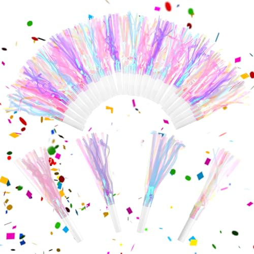 24Pcs Party Blowers for Adults,Birthday Blowers Party Horns Noise Makers Colorful Tassels Blow Horn Weddings,Graduation,Sporting Noise Makers Supplies