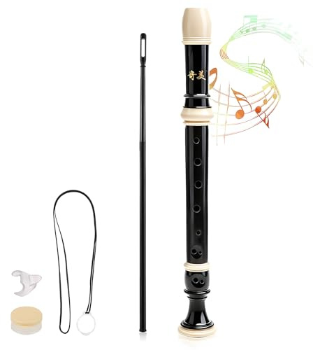 HENGBIRD Deutsche C-Welle Sopran BlockflöTe 8-Loch-FlöTe Abs-Kunststoff Abnehmbare 3tlg KinderblockflöTe mit Baumwollsack, Reinigungsstab und Grifftabelle für SchüLer Erwachsene AnfäNger
