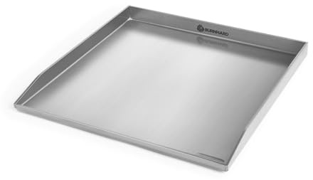 BURNHARD® Plancha Grillplatte Edelstahl für FRED Gasgrill, massiv, rostfrei, spülmaschinenfest, 41,5 x 40 x 3,5 cm – FRED Plancha