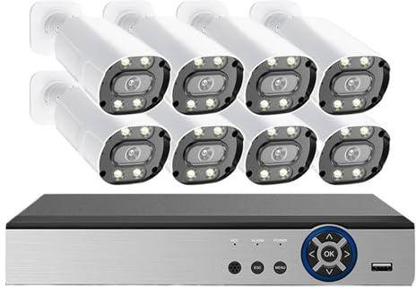 4K 8MP POE CCTV Security Camera System 8CH Home Video Surveillance Kit 10CH NVR Color Night Vision Outdoor IP Bullet Set(None)